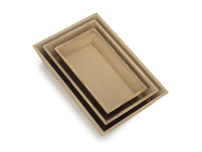 Basket, Set of 3 WOODEN PACKING TRAY 