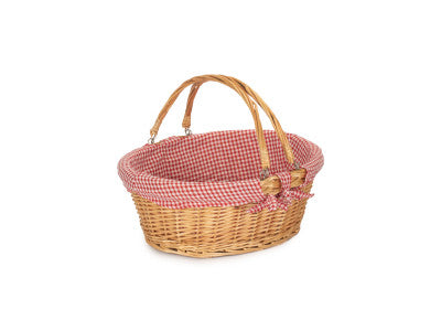 Basket, LARGE SWING HANDLE SHOPPER with RED & WHITE CHECKED LINING