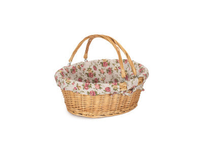 Basket, LARGE SWING HANDLE SHOPPER with GARDEN ROSE LINING