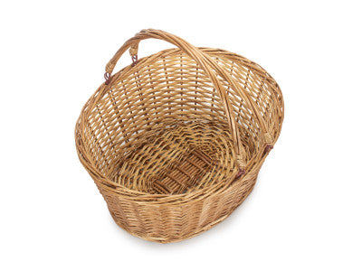 Basket, DOUBLE STEAMED WICKER SHOPPING BASKET with SWING HANDLES - UNLINED 