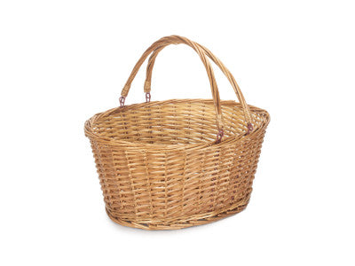Basket, DOUBLE STEAMED WICKER SHOPPING BASKET with SWING HANDLES - UNLINED 