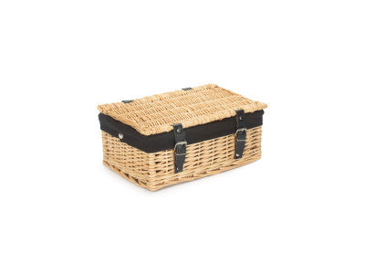 Basket, 14 inch EMPTY WICKER HAMPER BASKET - BUFF - BLACK LINING