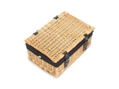 Basket, 14 inch EMPTY WICKER HAMPER BASKET - BUFF - BLACK LINING