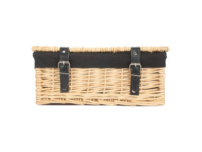 Basket, 14 inch EMPTY WICKER HAMPER BASKET - BUFF - BLACK LINING