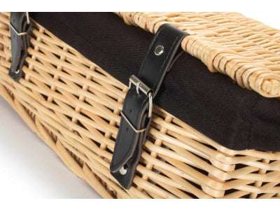 Basket, 14 inch EMPTY WICKER HAMPER BASKET - BUFF - BLACK LINING
