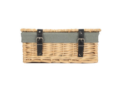 Basket, 14 inch EMPTY WICKER HAMPER BASKET - BUFF - GREY SAGE LINING
