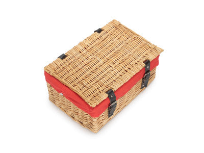 Basket, 14 inch EMPTY WICKER HAMPER BASKET - BUFF - RED LINING