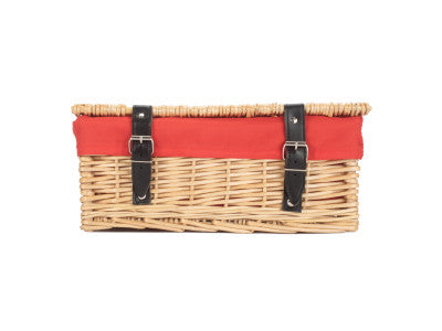 Basket, 14 inch EMPTY WICKER HAMPER BASKET - BUFF - RED LINING