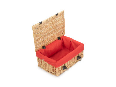 Basket, 14 inch EMPTY WICKER HAMPER BASKET - BUFF - RED LINING