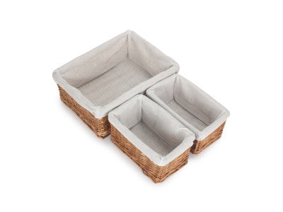 Basket, Set of 3 DOUBLE STEAMED SPLIT WILLOW TRAY 