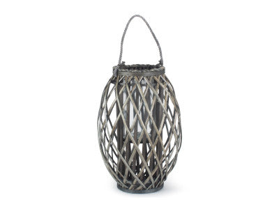 Basket, GREY WASH WILLOW CANDLE LANTERN