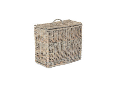 Basket, GREY WASH RECTANGULAR TOILET TIDY LIDDED BASKET