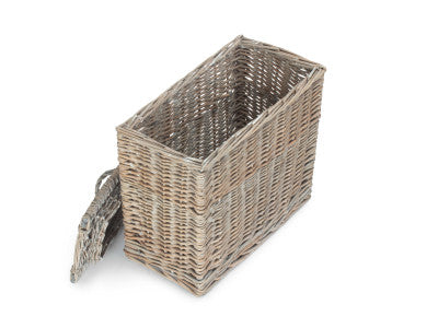 Basket, GREY WASH RECTANGULAR TOILET TIDY LIDDED BASKET