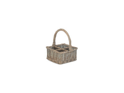 Basket, GREY WASH SQUARE 4 SECTION CUTLERY BASKET