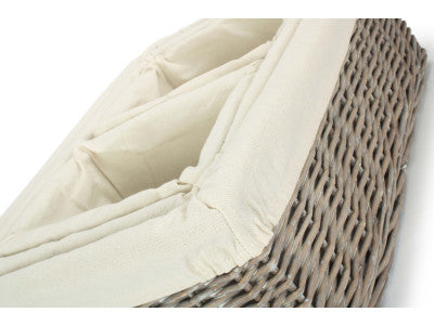 Basket, Set of 4 GREY WASH FINISH TRAY with LINING 