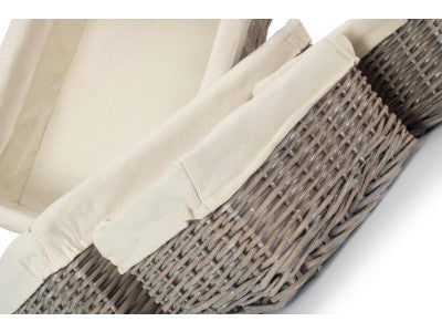 Basket, Set of 4 GREY WASH FINISH TRAY with LINING 