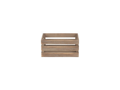 Basket, SMALL OAK EFFECT SLATTED WOODEN CRATE