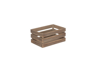 Basket, SMALL OAK EFFECT SLATTED WOODEN CRATE