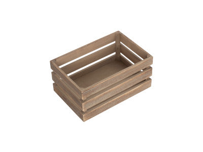 Basket, SMALL OAK EFFECT SLATTED WOODEN CRATE
