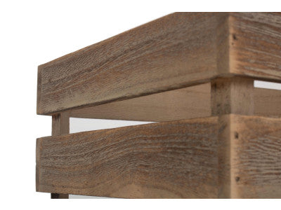 Basket, SMALL OAK EFFECT SLATTED WOODEN CRATE