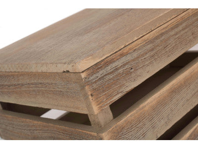 Basket, SMALL OAK EFFECT SLATTED WOODEN BOX