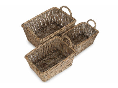 Basket, ANTIQUE WASH HANDLED STORAGE SOLUTION SET 3  - UNLINED