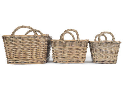 Basket, ANTIQUE WASH HANDLED STORAGE SOLUTION SET 3  - UNLINED