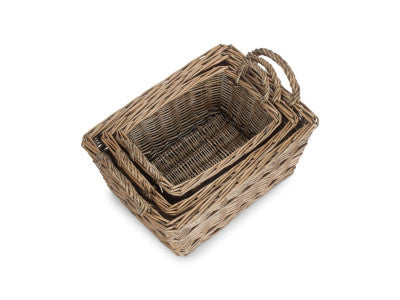 Basket, ANTIQUE WASH HANDLED STORAGE SOLUTION SET 3  - UNLINED