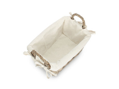 Basket, SMALL ANTIQUE WASH HANDLED STORAGE SOLUTION with WHITE LINING