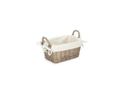 Basket, SMALL ANTIQUE WASH HANDLED STORAGE SOLUTION with WHITE LINING