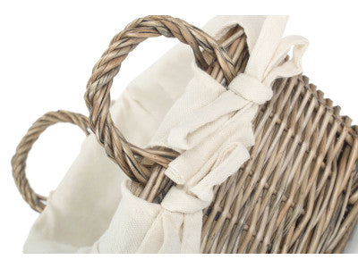 Basket, SMALL ANTIQUE WASH HANDLED STORAGE SOLUTION with WHITE LINING