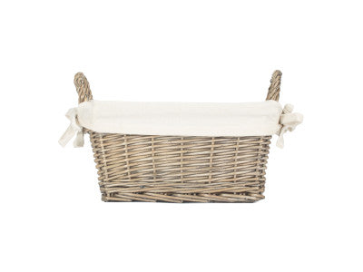 Basket, SMALL ANTIQUE WASH HANDLED STORAGE SOLUTION with WHITE LINING