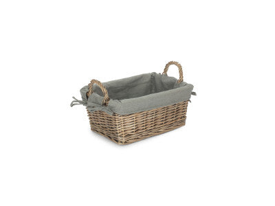 Basket, MEDIUM ANTIQUE WASH HANDLED STORAGE SOLUTION with GREY SAGE LINING