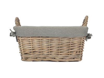 Basket, MEDIUM ANTIQUE WASH HANDLED STORAGE SOLUTION with GREY SAGE LINING