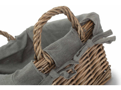Basket, MEDIUM ANTIQUE WASH HANDLED STORAGE SOLUTION with GREY SAGE LINING