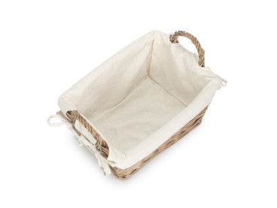 Basket, MEDIUM ANTIQUE WASH HANDLED STORAGE SOLUTION with WHITE LINING