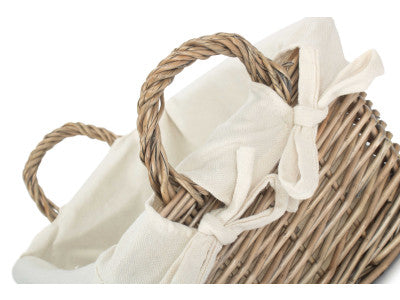 Basket, MEDIUM ANTIQUE WASH HANDLED STORAGE SOLUTION with WHITE LINING