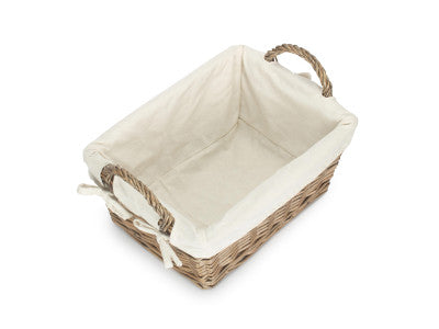 Basket, LARGE ANTIQUE WASH HANDLED STORAGE SOLUTION with WHITE LINING