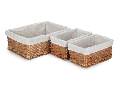 Basket, Set of 3 DOUBLE STEAMED SPLIT WILLOW TRAY 