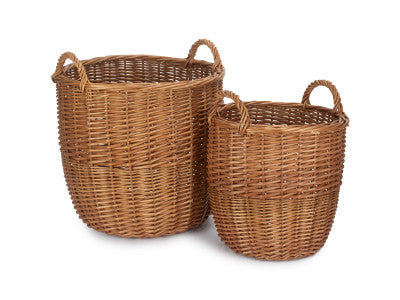 Basket, Set of 2 LIGHT STEAMED LINEN BIN 