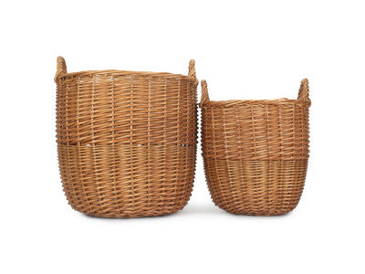 Basket, Set of 2 LIGHT STEAMED LINEN BIN 