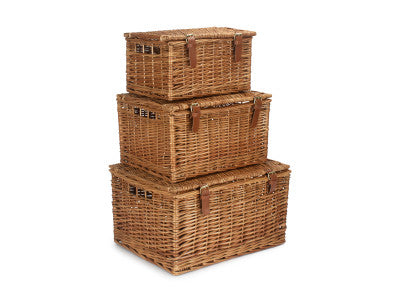 Basket, Set of 3 LIGHT STEAMED WINDSOR HAMPER 