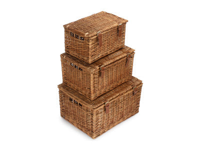 Basket, Set of 3 LIGHT STEAMED WINDSOR HAMPER 