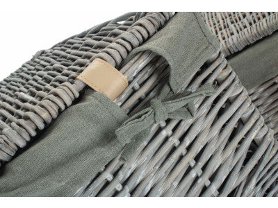 Basket, Set of 2 GREY WASH SQUARE LAUNDRY BASKET with GREY SAGE LINING 