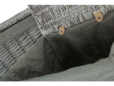 Basket, Set of 2 GREY WASH SQUARE LAUNDRY BASKET with GREY SAGE LINING 