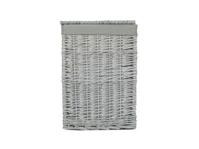 Basket, SMALL GREY WASH SQUARE LAUNDRY BASKET with GREY SAGE LINING