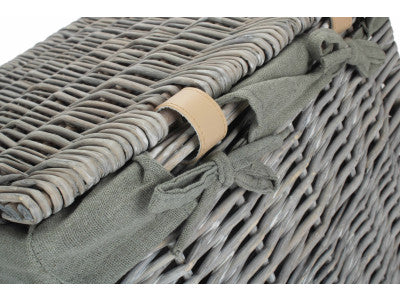 Basket, SMALL GREY WASH SQUARE LAUNDRY BASKET with GREY SAGE LINING