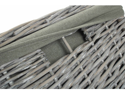 Basket, SMALL GREY WASH SQUARE LAUNDRY BASKET with GREY SAGE LINING