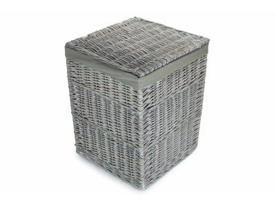 Basket, LARGE GREY WASH SQUARE LAUNDRY BASKET with GREY SAGE LINING