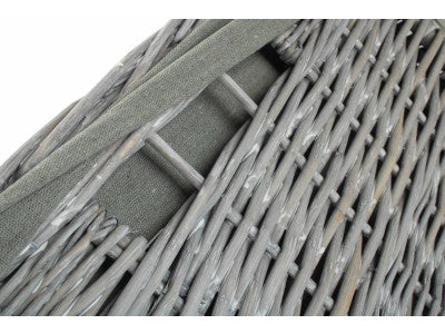 Basket, LARGE GREY WASH SQUARE LAUNDRY BASKET with GREY SAGE LINING
